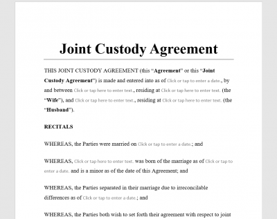 joint custody agreement