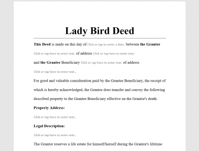 Lady Bird Deed Template Antonlegal