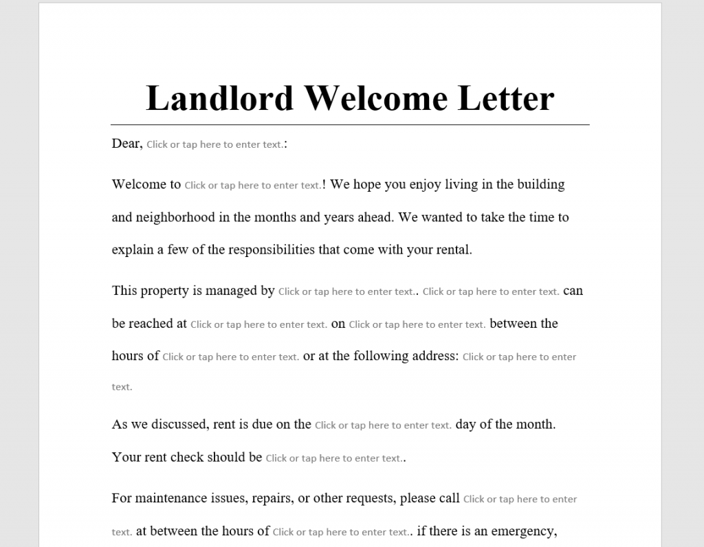 Landlord Welcome Letter Template Antonlegal